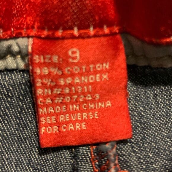 Vintage ECKO Red Flare Jeans Embroidered Logo Size 9 - Picture 16 of 16